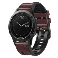 By Qubix - leer + siliconen bandje - Donkerbruin - Compatible met Garmin Fenix 8-51mm - Compatible Garmin bandje - thumbnail
