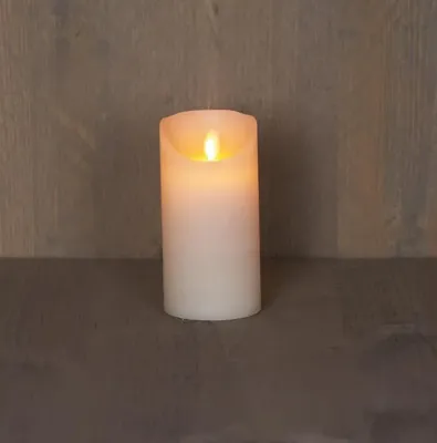 Anna&apos;s Collection LED kaars flame effect rustiek 7.5x15cm ivoor 1 stuks