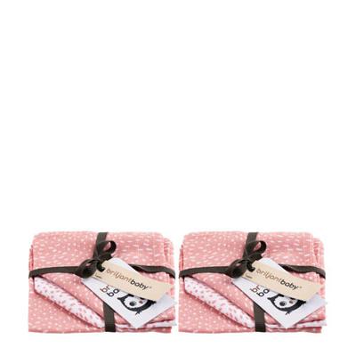 Briljant Baby Minimal Dots hydrofiel monddoekje - 2x set van 3 roze
