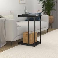 Bijzettafel 40x30x60 cm bewerkt hout zwart - thumbnail