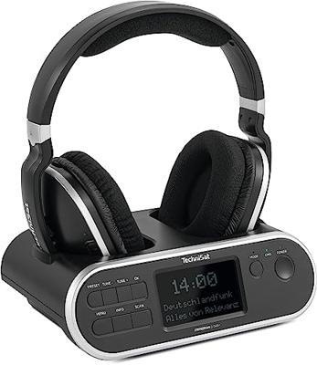 TechniSat STEREOMAN 2 DAB+ - Draadloze 2,4 GHz hoofdtelefoon (met dockingstation, DAB+/FM-radio-ontvangst, voor televisies en audiosystemen) zwart