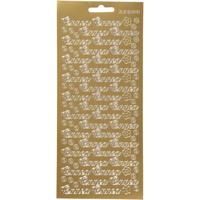 Creativ Company Stickers, onnea, vel 10x23 cm, goud, 1 vel - thumbnail