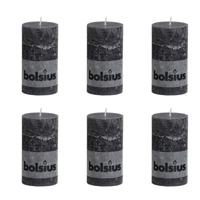 Bolsius Stompkaars rustiek 130x68 mm antraciet 6 st Bolsius Stompkaars rustiek 130x68 mm antraciet 6 st