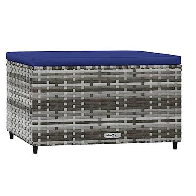 Voetensteunen 2 st met kussens poly rattan grijs