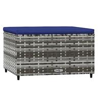 Voetensteunen 2 st met kussens poly rattan grijs - thumbnail