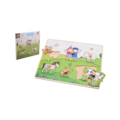 Jouéco houten Fien & Teun knopjespuzzel - 6 stukjes