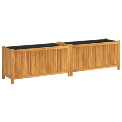 VidaXL Plantenbak met voering 199x38,5x50 cm massief acaciahout VidaXL Plantenbak met voering 199x38,5x50 cm massief acaciahout