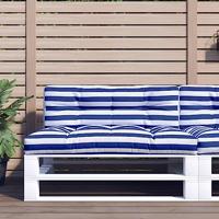VidaXL Palletkussen 120x40x12 cm stof gestreept blauw en wit - thumbnail