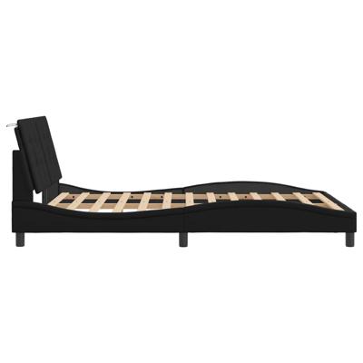 Bedframe met hoofdbord kunstleer zwart 140x200 cm