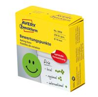Avery rating dots, diameter 19 mm, rol met 250 stuks, smiley, groen - thumbnail