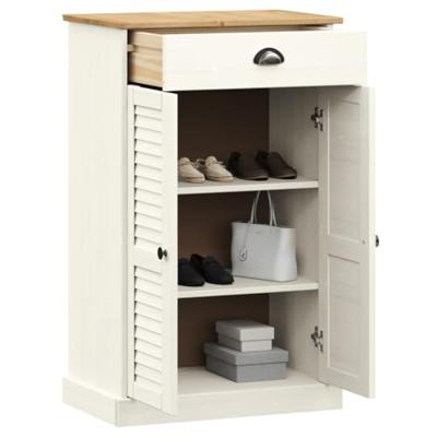 Schoenenkast VIGO 60x35x96 cm massief grenenhout wit - thumbnail