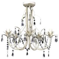 Kristallen kroonluchter met wit elegant design (5 lampen) - thumbnail