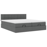 Ottoman bed met matrassen 180x200cm stof donkergrijs - thumbnail