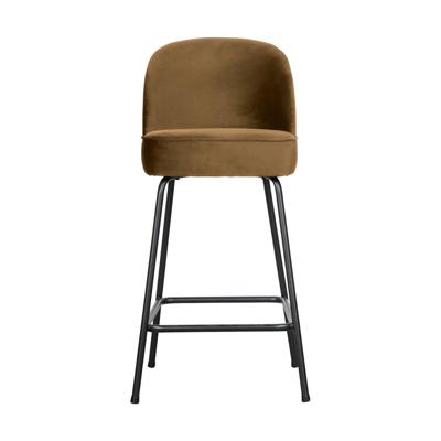WOOOD Barstoel 'Vogue' Velvet, kleur Honing Geel (zithoogte 64cm)