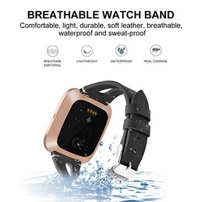 Fitbit Versa 1 / 2 & Lite bandje TPU leer - Zwart - thumbnail