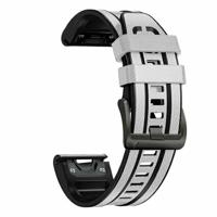 By Qubix - leer + siliconen bandje - Wit - Compatible met Garmin Quatix 8-47mm - Compatible Garmin bandje - Bandbreedte: 22mm - thumbnail