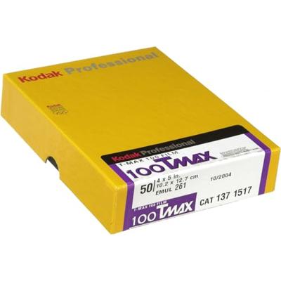 Kodak T-Max 100 10,2 (4 inch) x 12,7 cm (5 inch) zwart/wit negatieve films (50 vellen)