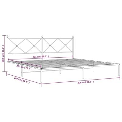 Bedframe met hoofdbord metaal zwart 200x200 cm