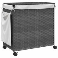 Wasmand op wielen 60x35x60,5 cm rattan grijs - thumbnail