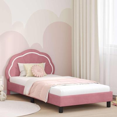 Bedframe voor kinderen met hoofdbord Roze 90 x 190 cm Fluweel Bedframe voor kinderen met hoofdbord Roze 90 x 190 cm Fluweel