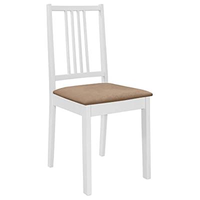 Eetkamerstoelen met kussens 2 st massief hout wit