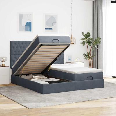 Ottoman bed met matrassen 160x200cm fluweel donkergrijs