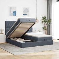 Ottoman bed met matrassen 160x200cm fluweel donkergrijs - thumbnail