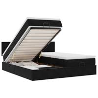 Ottoman bed met matrassen 180x200cm fluweel zwart - thumbnail