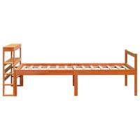 Bedframe met hoofdbord massief grenenhout wasbruin 75x190 cm - thumbnail