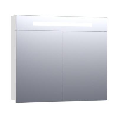 Brauer Promise Spiegelkast - 80 cm - met Directe Verlichting - 2 Enkelzijdige Spiegeldeuren - Hoogglans Wit