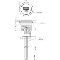 ProCar Power USB Einbausteckdose EV mit Gewindehülse Power USB inbouwstopcontact Stroombelasting (max.): 3 A Geschikt voor USB-A Stopcontact 12 V naar 5 V, 24 - thumbnail