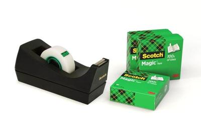 Plakbandhouder scotch c38 zwart + 4rol tape | 16 stuks