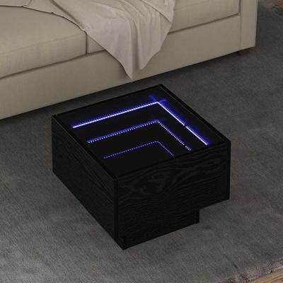 Bijzettafel Zwart eiken 40 x 40 x 30 cm Bewerkt hout Bijzettafel Zwart eiken 40 x 40 x 30 cm Bewerkt hout