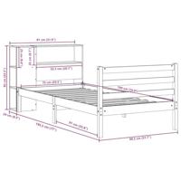 Bed met boekenkast zonder matras grenenhout wit 75x190 cm - thumbnail
