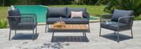 Nador lounge set 4pcs anthracite steel/rope anthracite/acacia teak look Eurofar - Eurofar - thumbnail