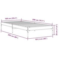 Bedframe bewerkt hout en metaal zwart 100x200 cm - thumbnail