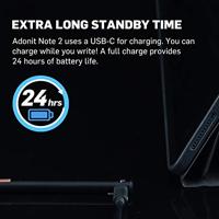 Adonit Note 2 Touchpen Palm-Blocking-technologie, Herlaadbaar Zwart - thumbnail