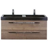 Seville Badmeubelset 120 cm - 2 Laden Tabacco - Wastafel Lucca Dubbel - thumbnail