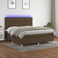 Boxspring met matras en LED stof donkerbruin 160x200 cm - thumbnail