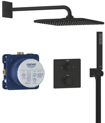 Grohe Precision inbouw regendoucheset vierkant matte black Grohe Precision inbouw regendoucheset vierkant matte black