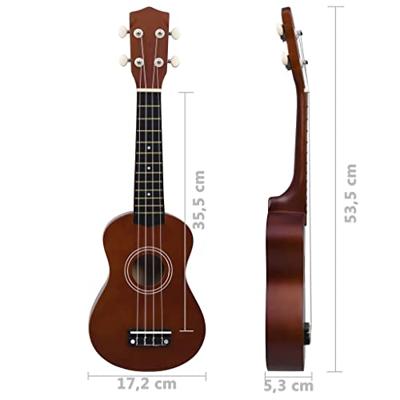 VidaXL Ukuleleset met tas voor kinderen sopraan 21&apos;&apos; donkerhoutkleurig - thumbnail
