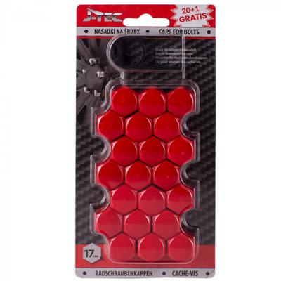 J Tec wielmoerkapjes 17 mm synthetisch rood 20+1 stuks J Tec wielmoerkapjes 17 mm synthetisch rood 20+1 stuks