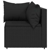 Tuinhoekbanken met kussens 2 st poly rattan zwart - thumbnail