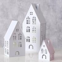 Boltze Home lantaarnset huis 3-delig wit - thumbnail