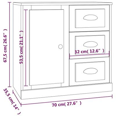 Dressoir 70x35,5x67,5 cm bewerkt hout betongrijs