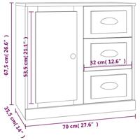 Dressoir 70x35,5x67,5 cm bewerkt hout betongrijs - thumbnail
