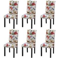 Eetkamerstoelen 6 st stof meerkleurig - thumbnail