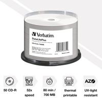 Verbatim CD-R 700MB - 52x brandsnelheid, Thermisch bedrukbaar, DataLifePlus, 50 Pack Spindle - thumbnail