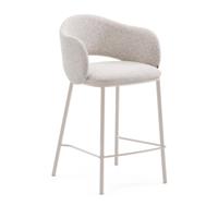 Kave Home Maina barkruk H65 dik chenille Beige - thumbnail