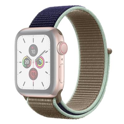 Voor Apple Watch Series 5 & 4 40mm/3 & 2 & 1 38mm kleur bijpassende nylon horlogeband (blauw + groen)